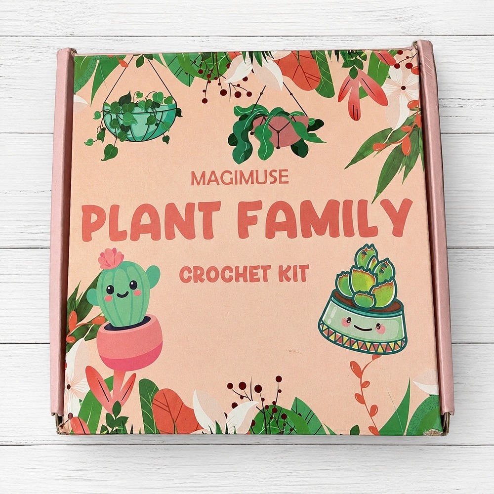 MAGIMUSE Plant Family Crochet Kit Beginners Amigurumi Succulent Cactus DIY Set